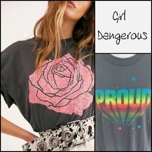 NEW! GIRL DANGEROUS Free People Proud Graphic T-shirt XS.